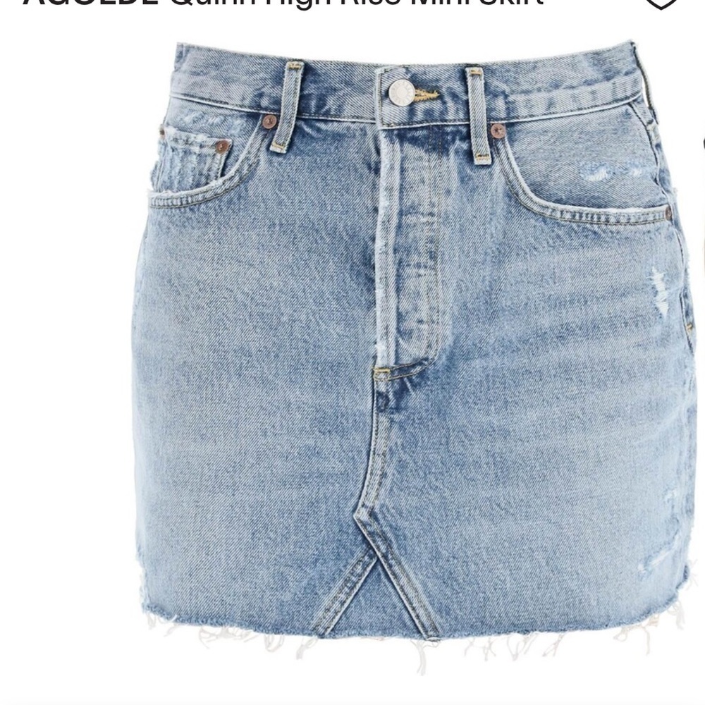 AGOLDE Quinn High Rise Mini Skirt.  Size 24.  100% cotton Premium Denim.